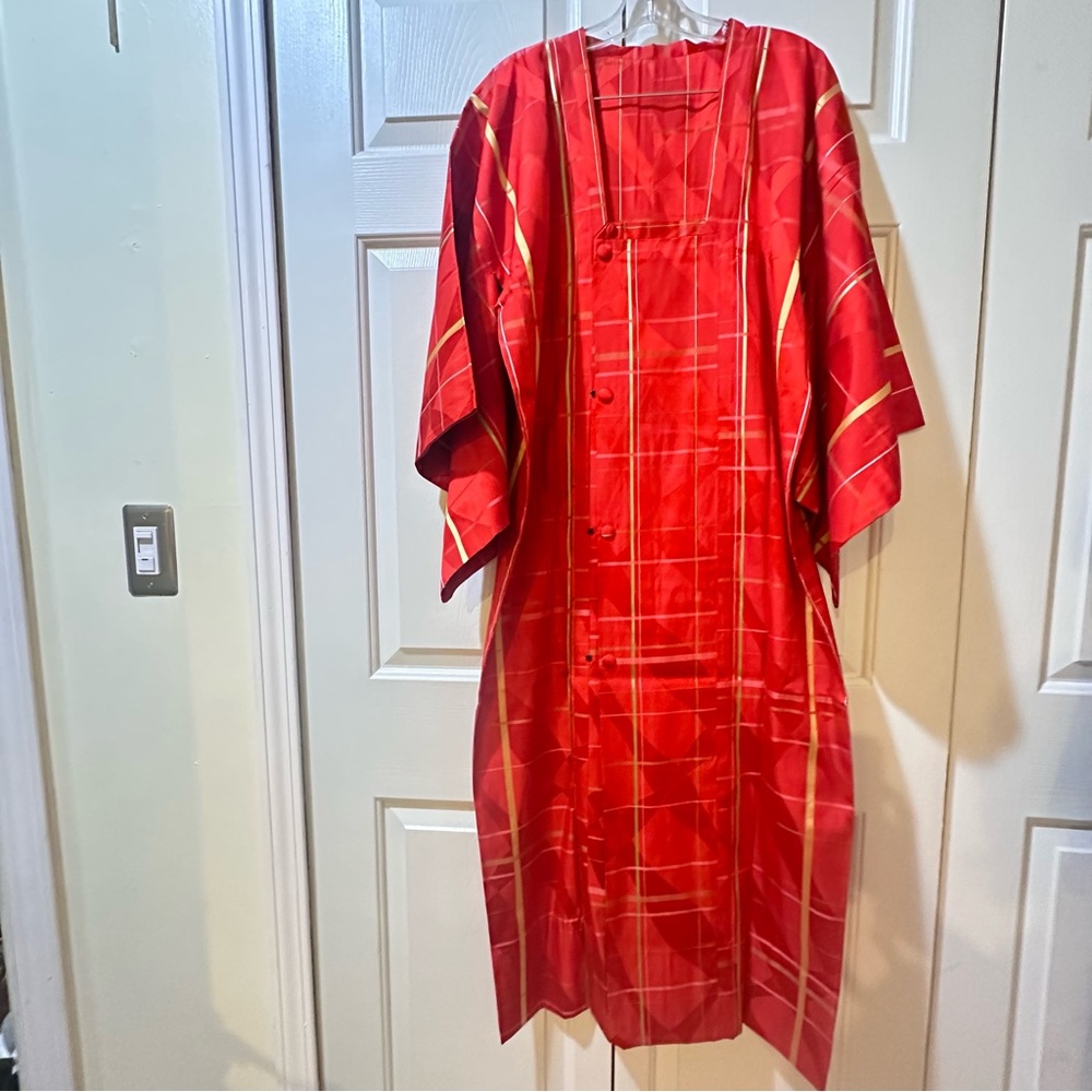 Mint Vintage Silk Lined Duster Dress Jacket Red Kimono Size Large